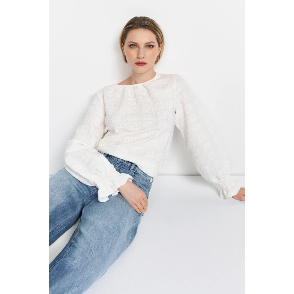 Rich & Royal Bloemen Longsleeve Top White Dames