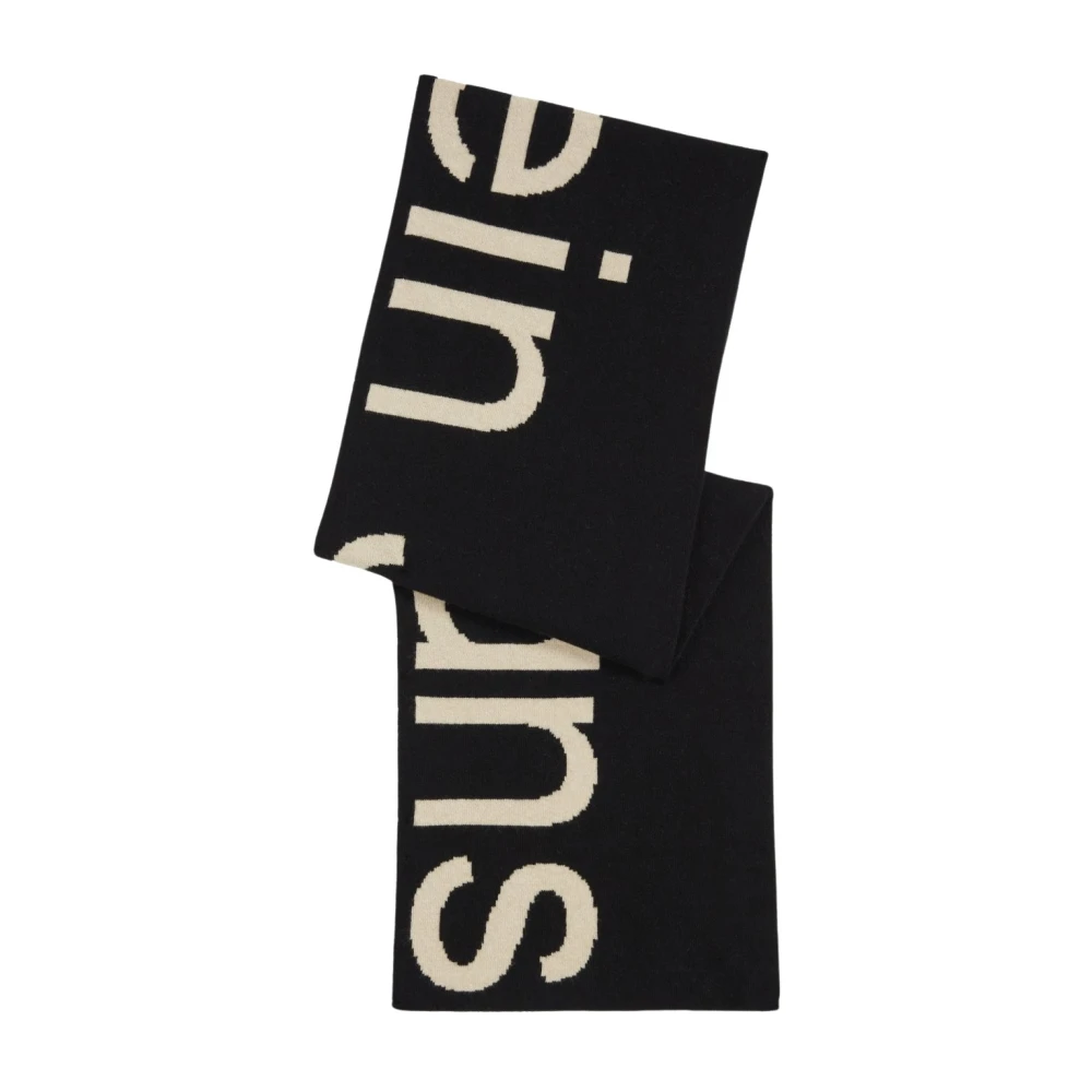 Calvin Klein Wollen sjaal met ingelegd logo Black Dames