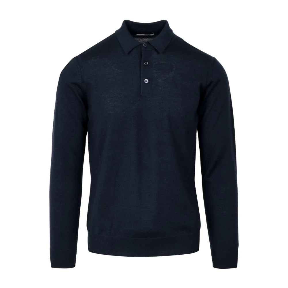 Paolo Pecora Blauwe Wol Polo Sweater Blue Heren