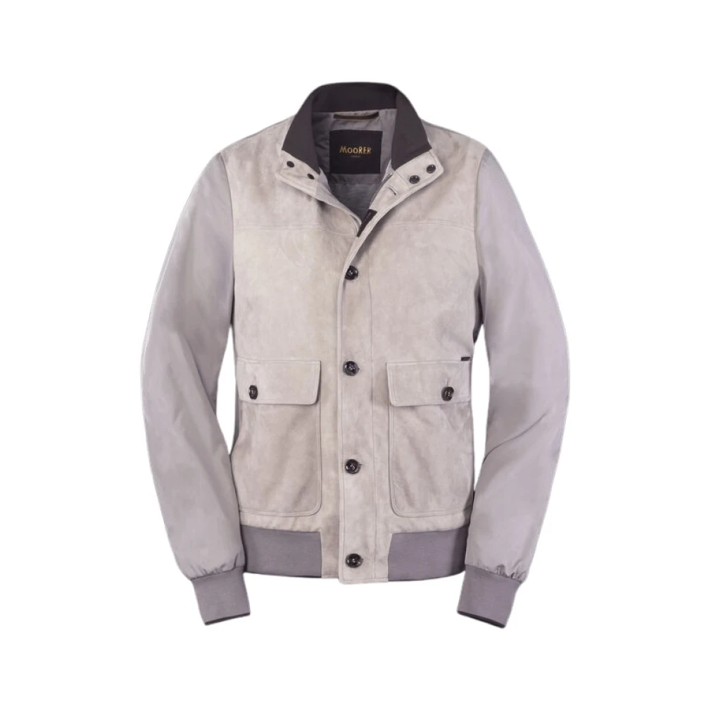 Moorer Men's Beige Leather Jackets, L, Bomber Jacket