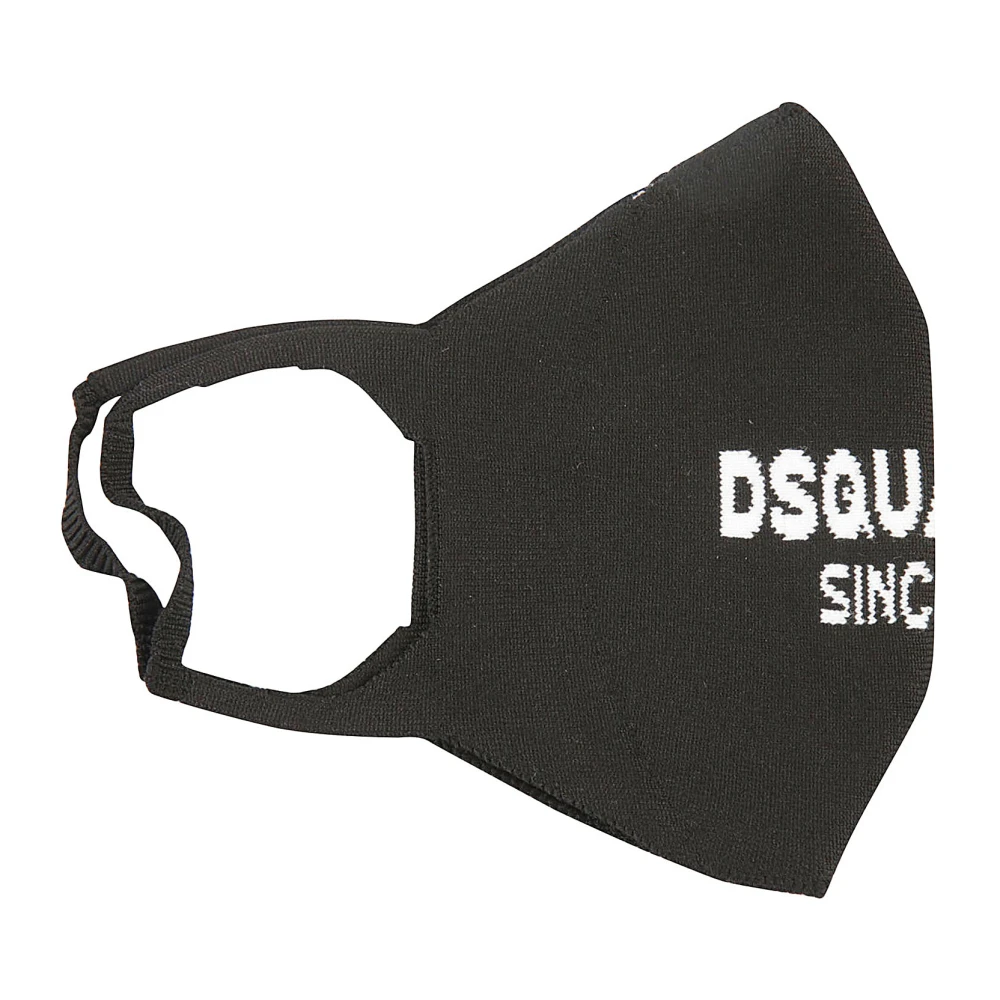 Dsquared2 Intarsia Gebreid-Logo Gezichtsmasker Black Heren