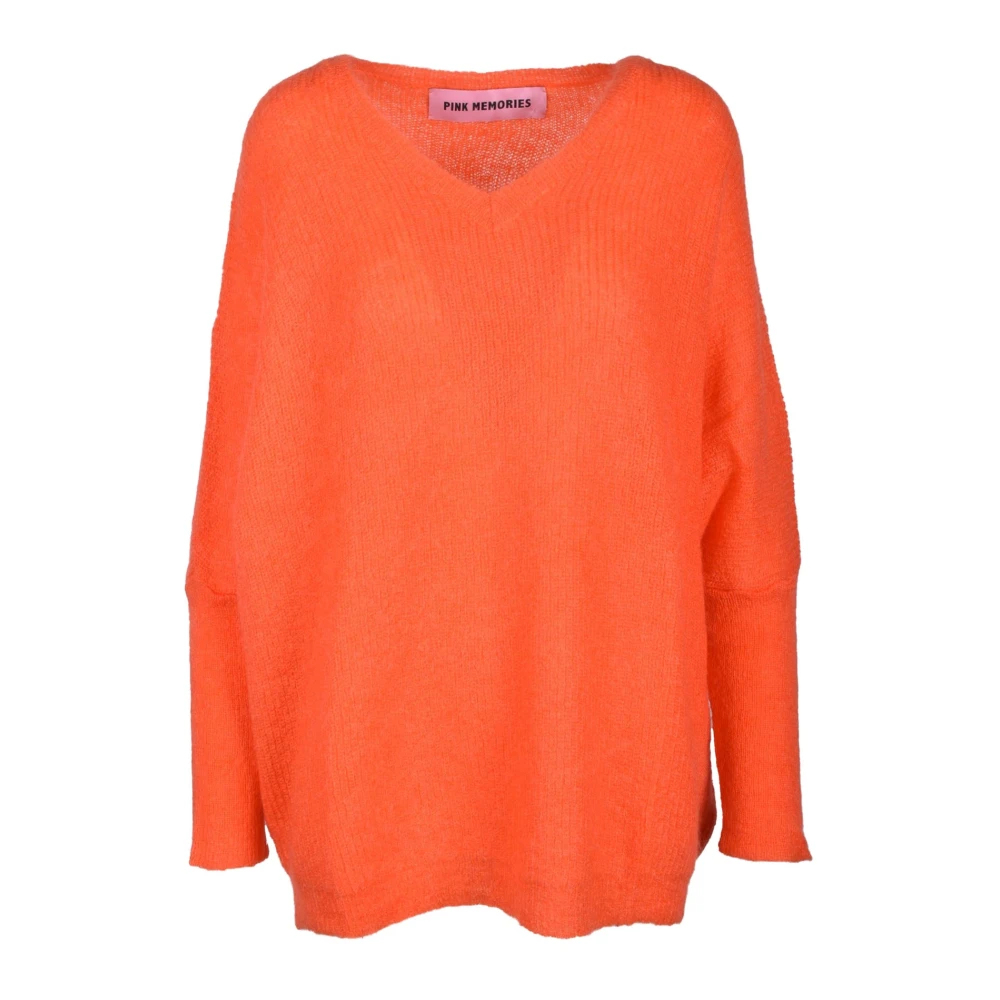 Pink Memories Zachte Mohair Wolmix Trui Orange Dames