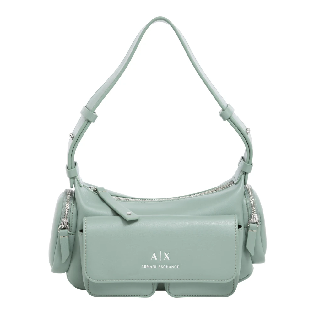 Armani Exchange Women's Green Chic Hobo Bag With Zip Closure