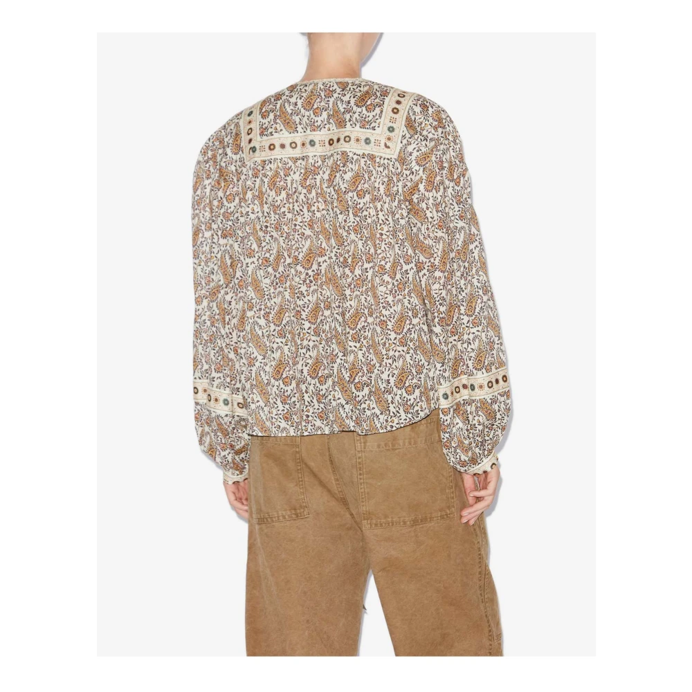 Isabel Marant Étoile Gedrukte katoenen blouse met verzamelde details Multicolor Dames