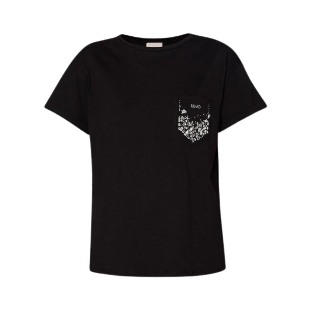 Liu Jo T-shirt met zak en strass Black Dames