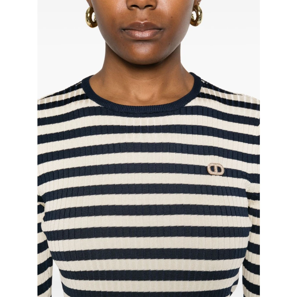 Twinset Wit Marineblauw Trui Elegant Mode Multicolor Dames