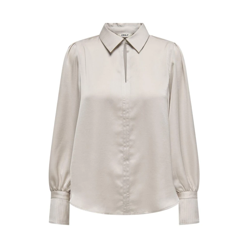 Only Plooiendetailshirt in Moonbeam Beige Dames