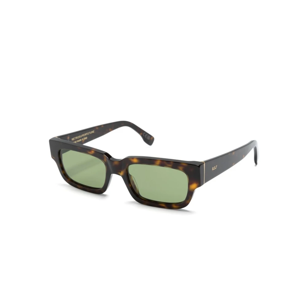 Retrosuperfuture Unisex Brown/Green Tortoiseshell Sunglasses Lenses