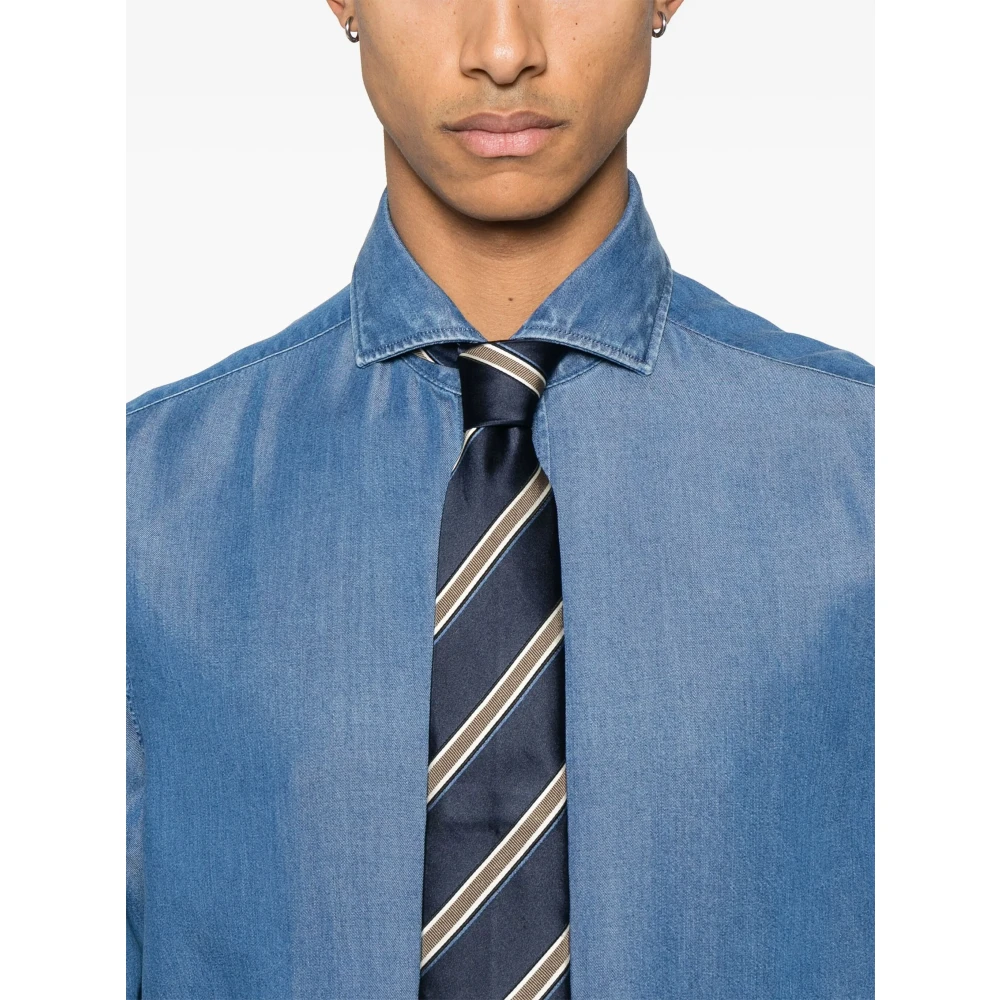 BRUNELLO CUCINELLI Lyocell Shirt Gemaakt in Italië Blue Heren