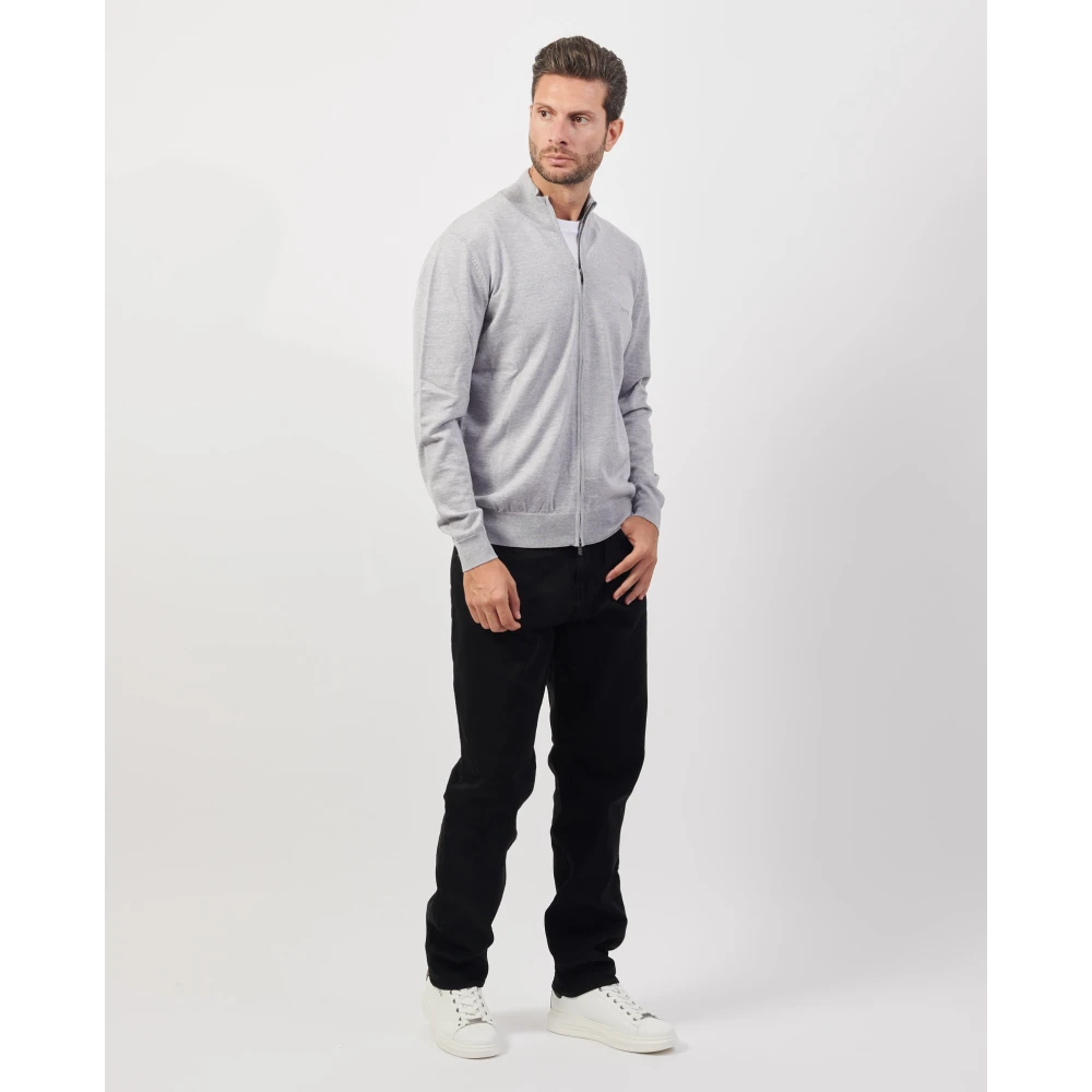 Hugo Boss Grijze Sweater met rits vooraan Gray Heren