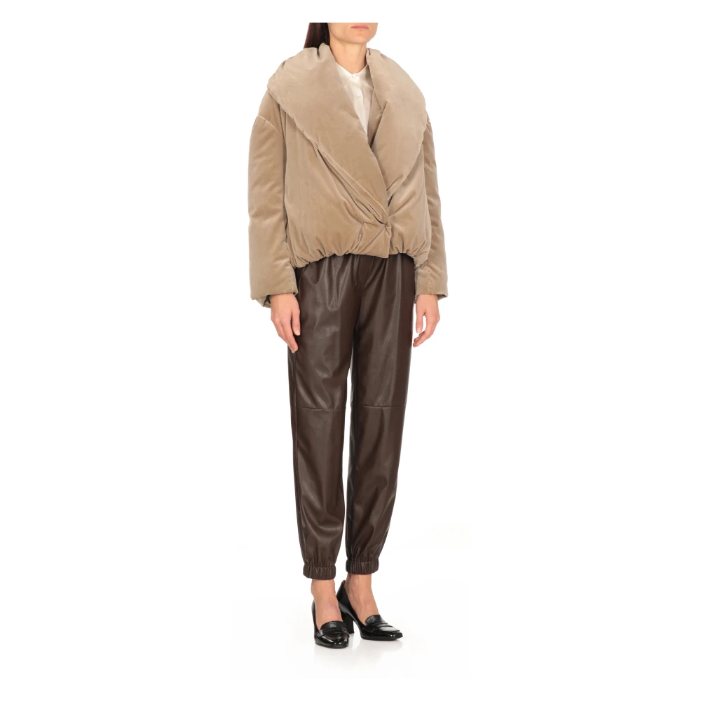 Antonelli Firenze Beige Katoenen Fluwelen Donsjas Beige Dames