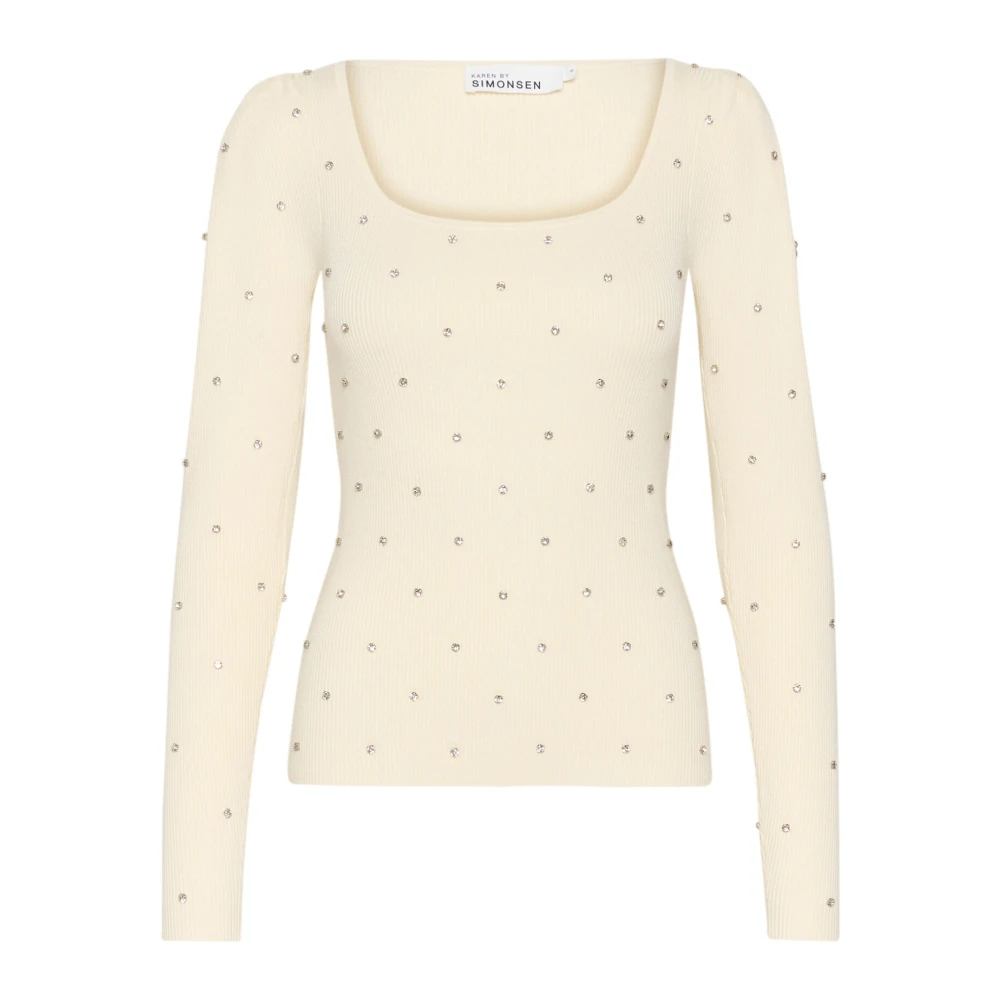 Karen by Simonsen Slim-fit Gebreide Trui Egret Beige Dames