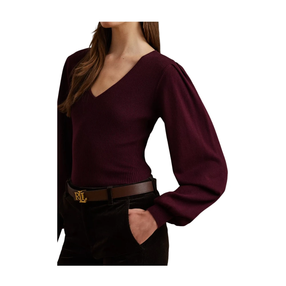 Ralph Lauren V-hals Gebreide Trui Purple Dames