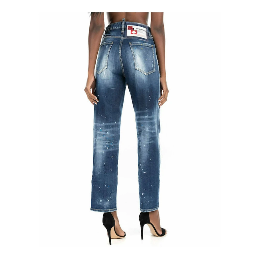 Dsquared2 Boston Denim Jeans Vrouwen Vernietigd Effect Blue Dames