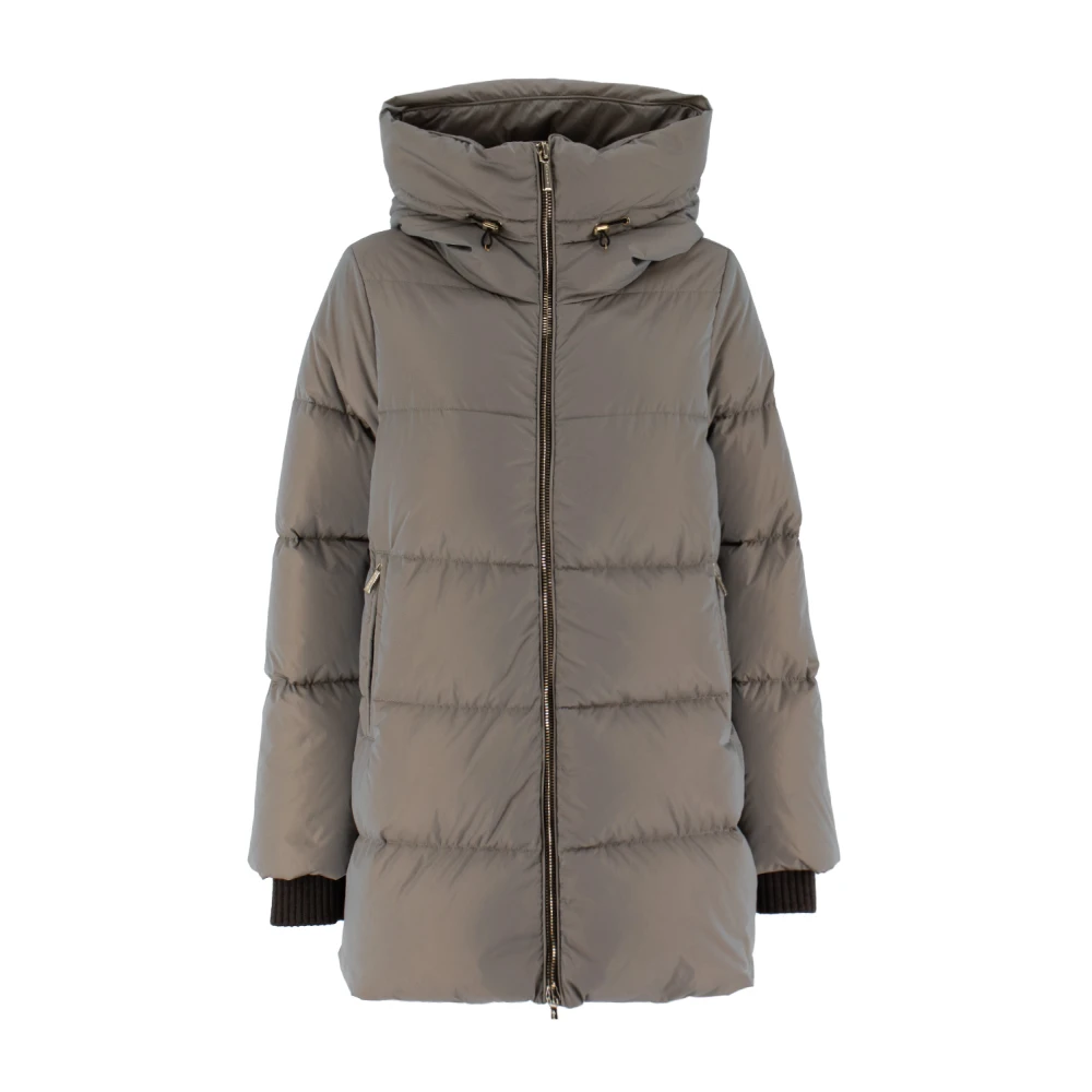 Moorer Gewatteerde Ganzendons Hooded Jas Beige Dames