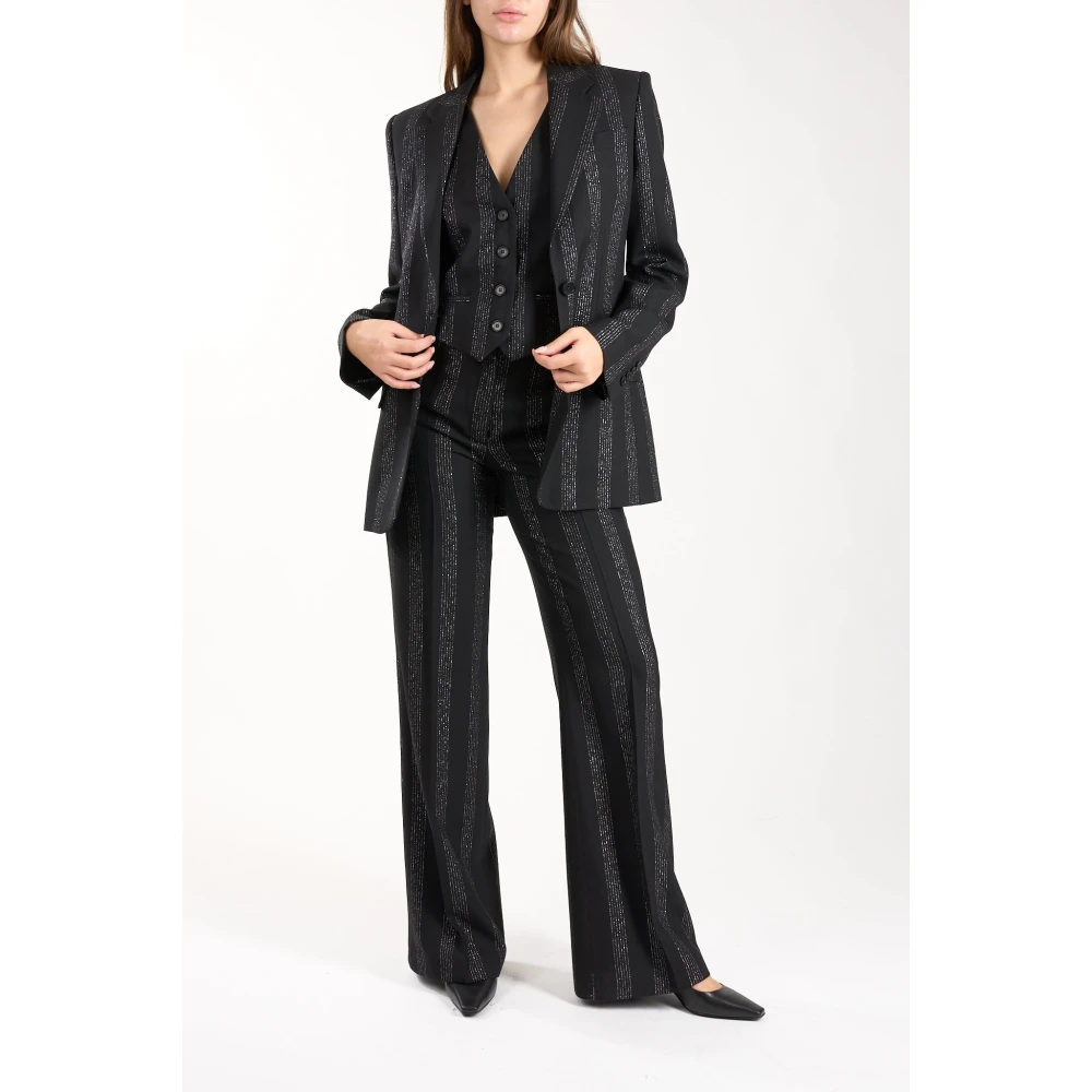 Msgm Slim Fit Wollen Blend Lurex Gilet Black Dames