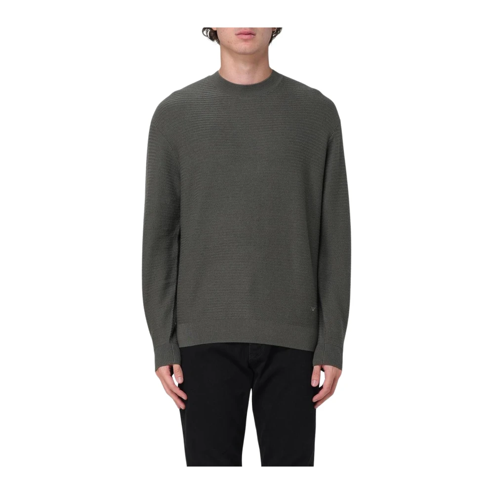 Emporio Armani Men's Green Knit Crew Neck Jumper - Round-Neck Knitwear - 3XL - Knitwear