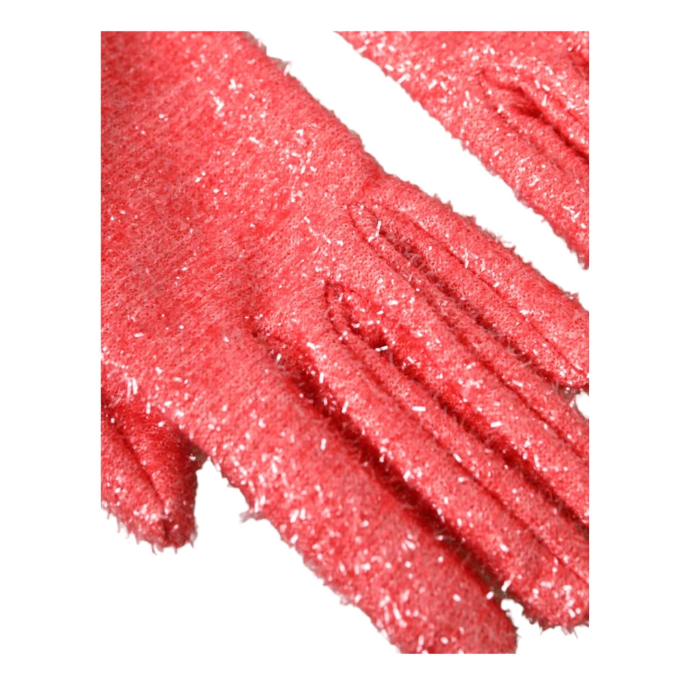 Dolce & Gabbana Roze Lurex Arm Lengte Handschoenen Pink Dames