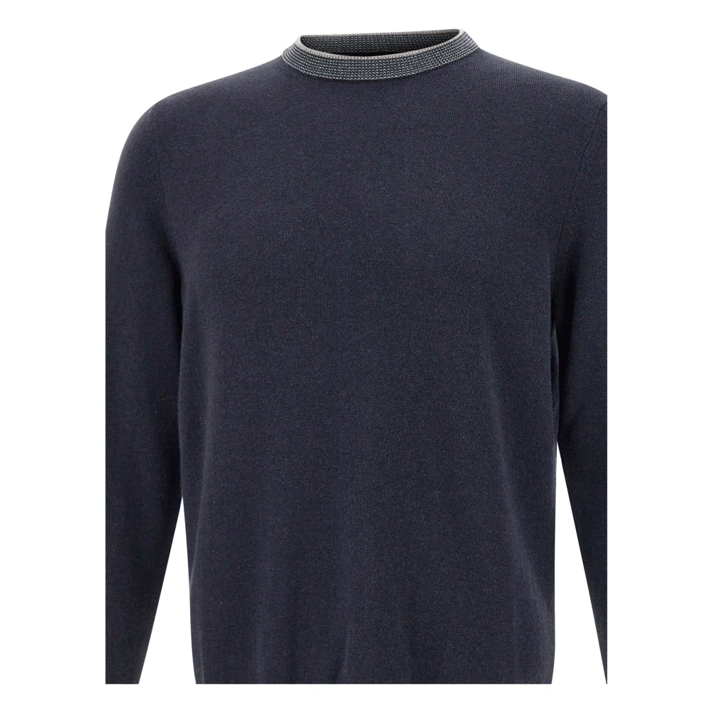 PESERICO Heren Wol Zijde Kasjmier Trui Blauw Blue Heren