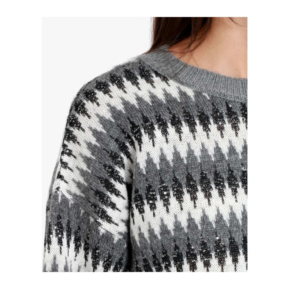 Kaos Diamant Paillet Wolmix Sweater Gray Dames