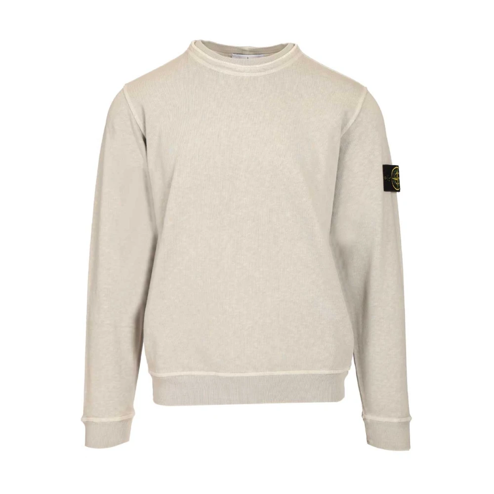 Stone Island Gray Sweatshirts, Male, 2XL, Malfilé Fleece 'Old' Effect Crewneck Sweatshirt