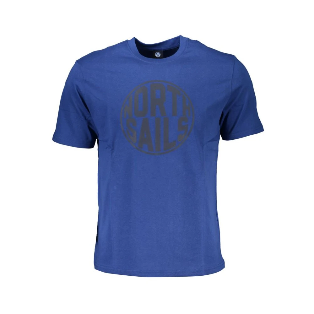 North Sails , T-Shirts, Male, Blue, L, Blue Cotton Print Logo T-Shirt