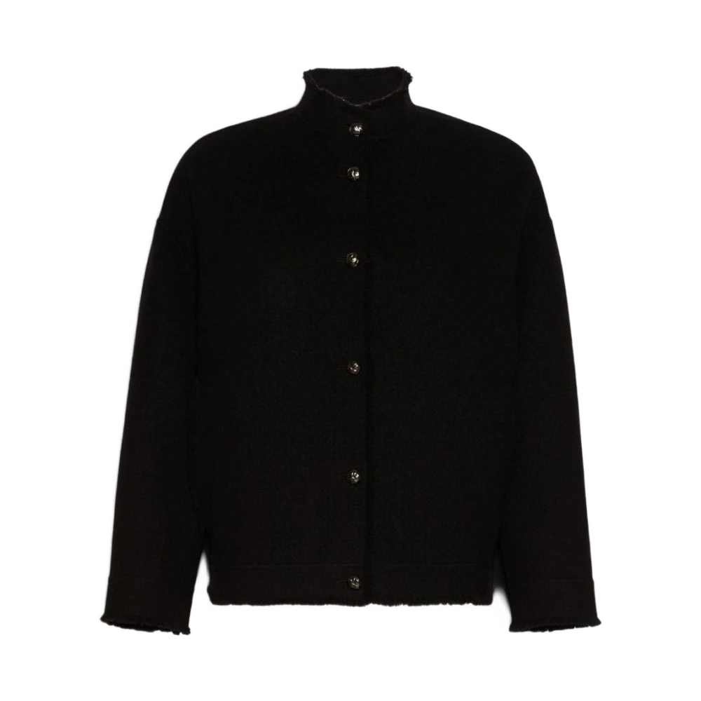Max Mara , Light Jackets, Female, Black, M, Giacca Cardigan Di Lana