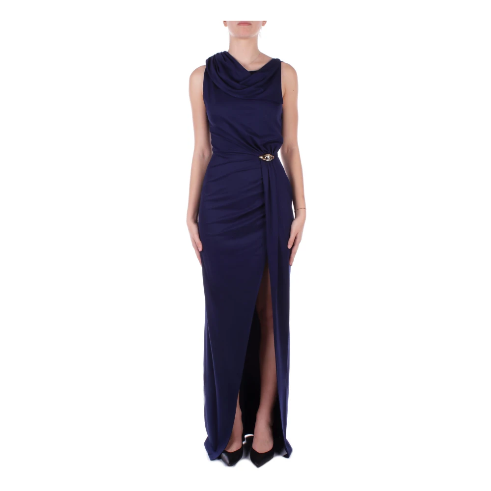Elisabetta Franchi Blauwe Red Carpet Jurk met Ornament Blue Dames