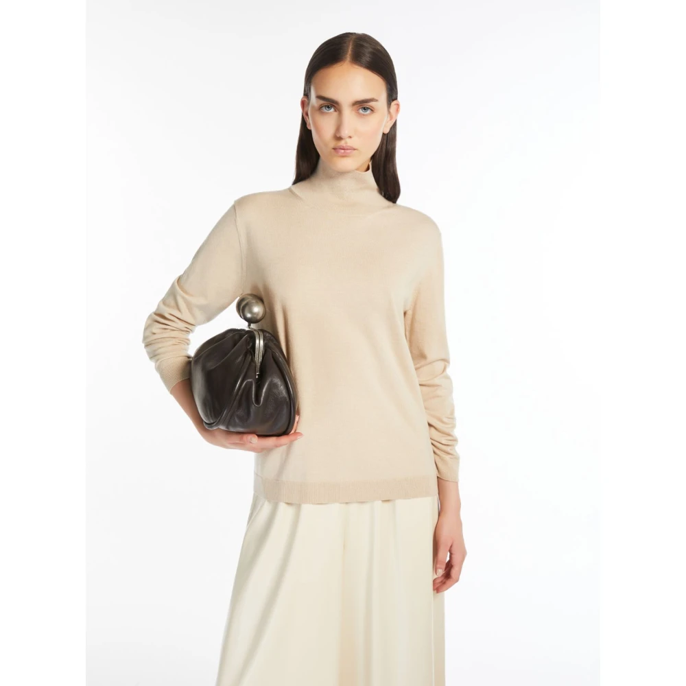 Max Mara Weekend Zijde Wol Polo Sweater Kiku Stijl Beige Dames