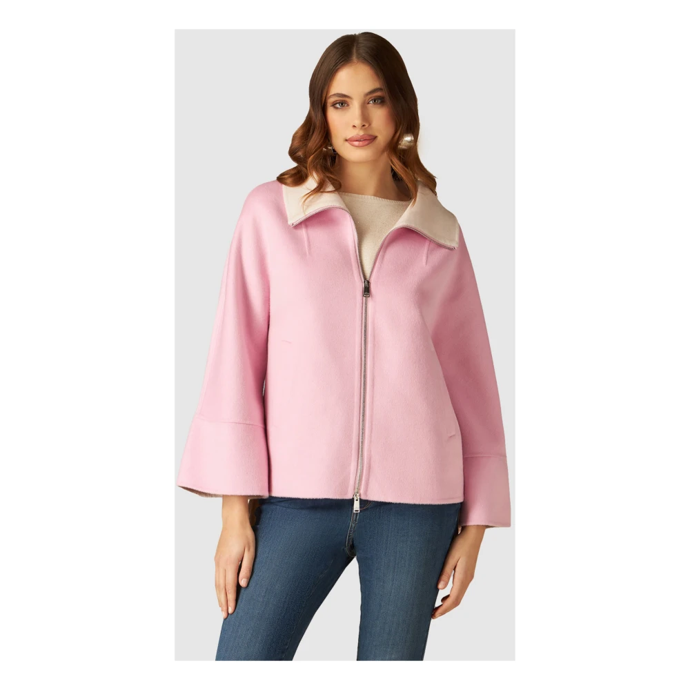 Oltre Wollen Cape met Rits Pink Dames