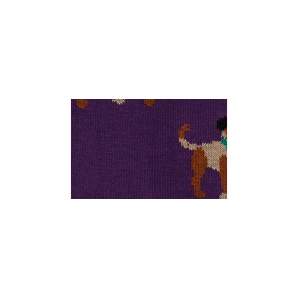 Gallo Lange paarse katoenen sokken voor dames met hondenmotief Multicolor Dames