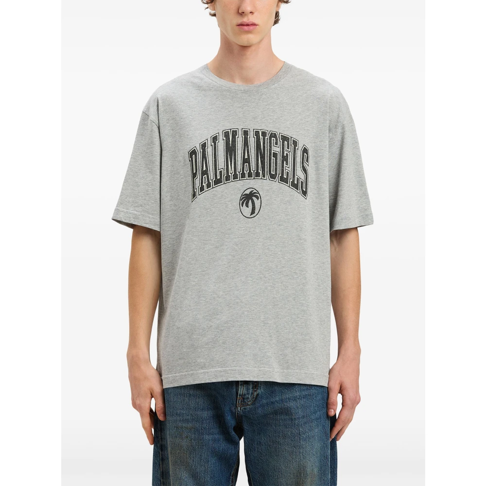 Palm Angels Grijze College Slim Tee Gray Heren