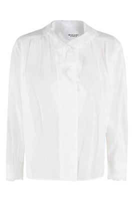 Vit Bomull Voile V-ringad Blus