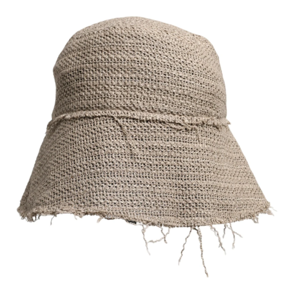 Dolce & Gabbana Mannelijk Beige Accessoires Heren, One Size, Linnen, Brede Rand Linnen Bucket Hat Met Logo