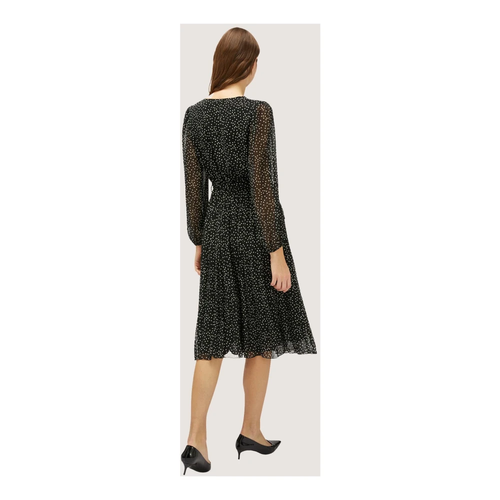 Motivi Georgette Midi Jurk met Polkadots Black Dames