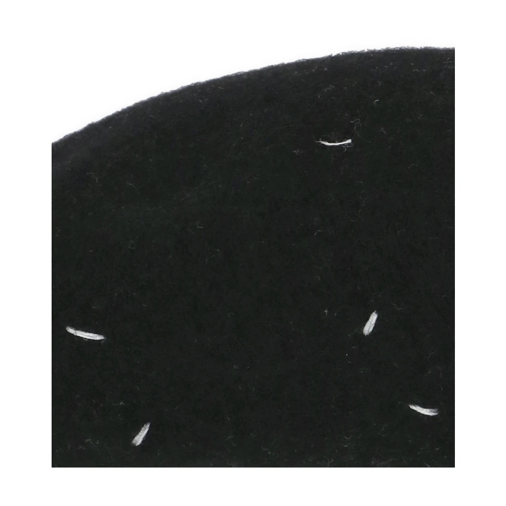 Maison Margiela Zwarte wollen baskische hoed vier steken Black Dames