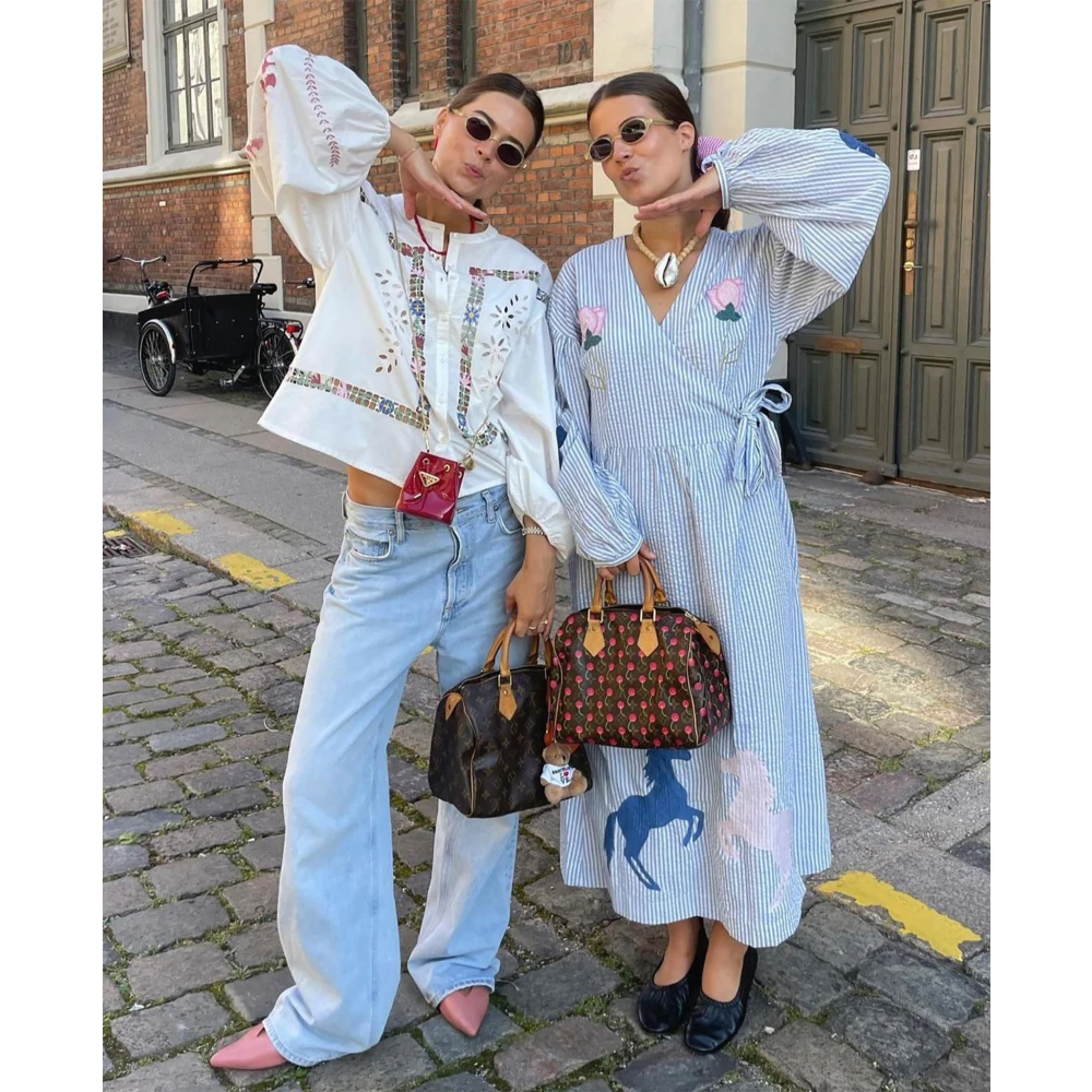 Sissel Edelbo Caro Katoenen Jurk Blue Dames