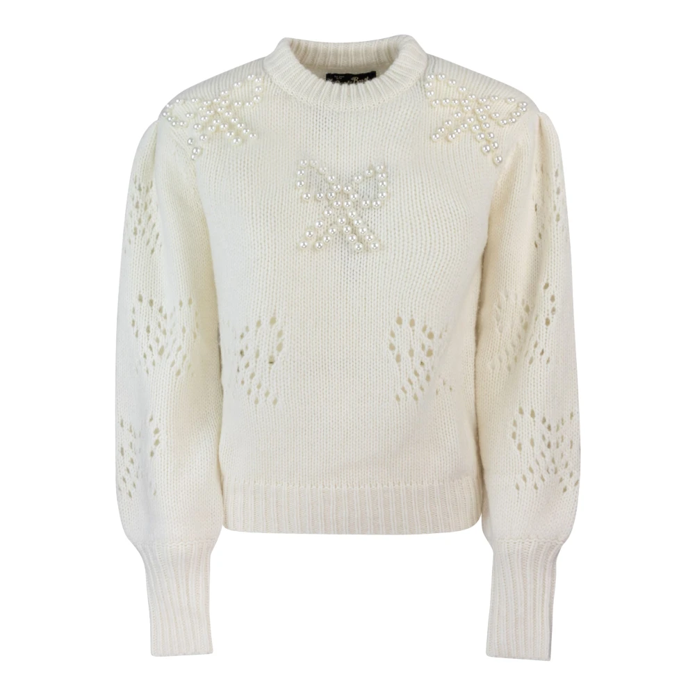 MC2 Saint Barth Ivoor trui met parelversieringen Beige Dames