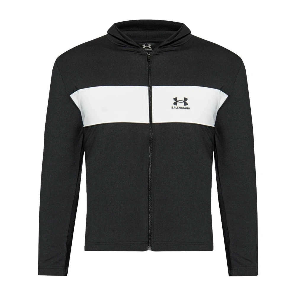 Balenciaga Men's Black Zip-Throughs, M, Logo Zip-Up Track Jacket
