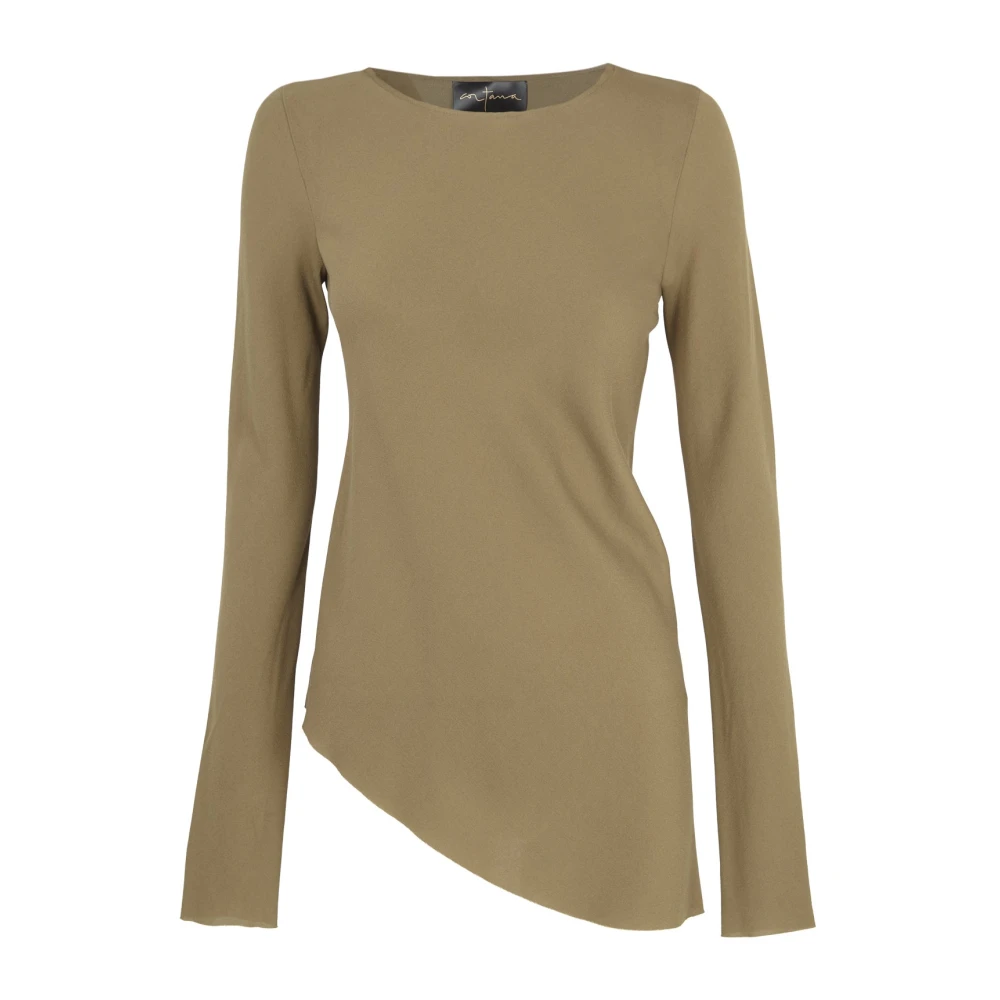 Cortana Zijden Stretch Top Boothals Green Dames