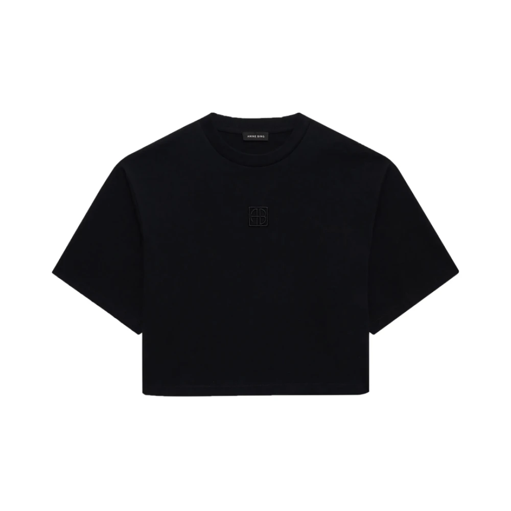 Anine Bing Zwarte Ronde Hals Korte Mouwen Top Black Dames