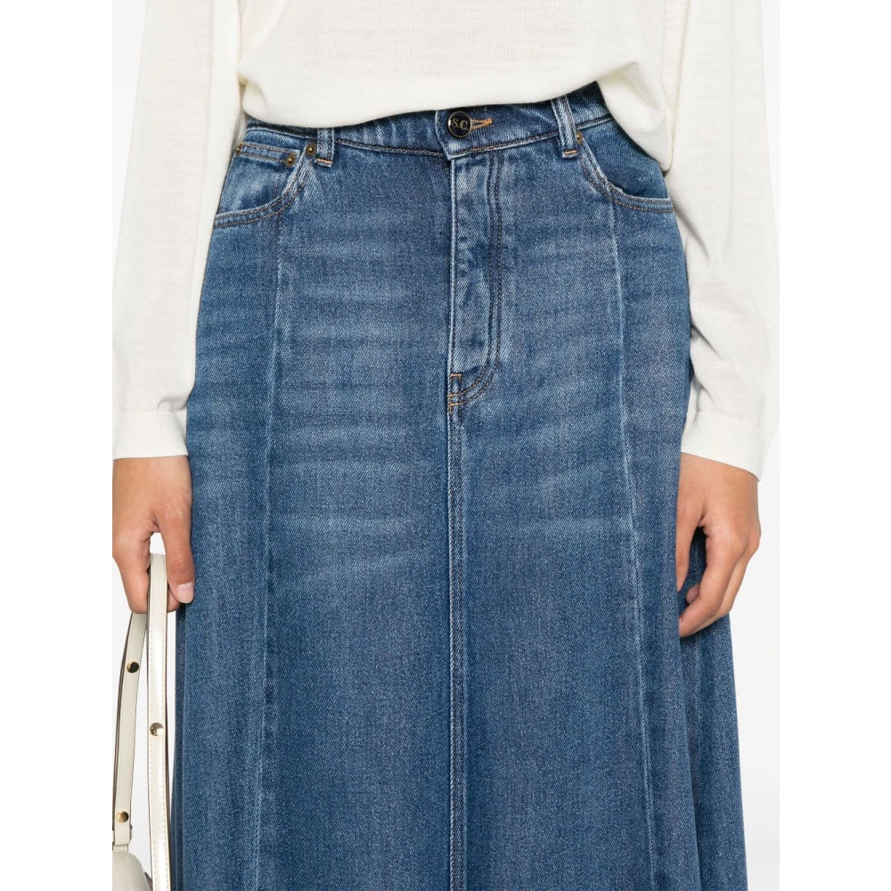 Semicouture Indigo Blauwe Knoopsluiting Rok Blue Dames