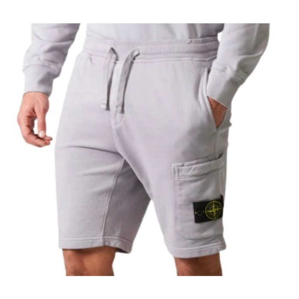 Stone Island Stof Felpa Bermuda Shorts Gray Heren