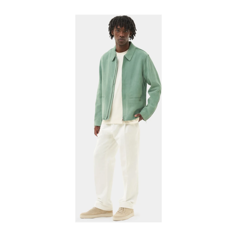 Filling Pieces Leather Jacket Suede Frosty Green Heren