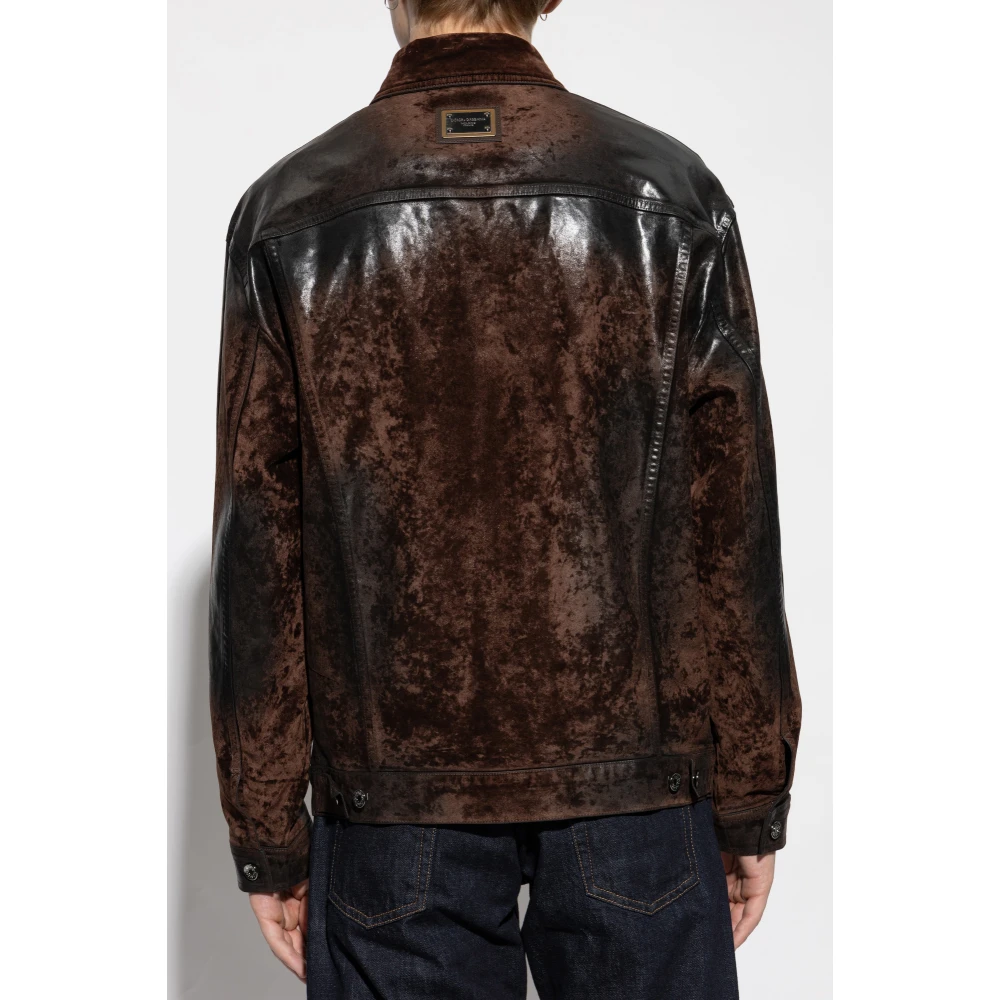 Dolce & Gabbana Jas met logo Brown Heren