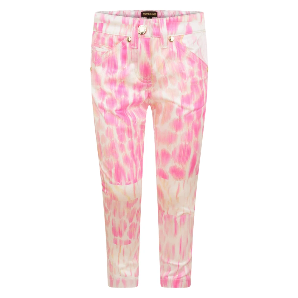 Roberto Cavalli Girls Pink Trousers, 6 Y, Leopard Print Trousers
