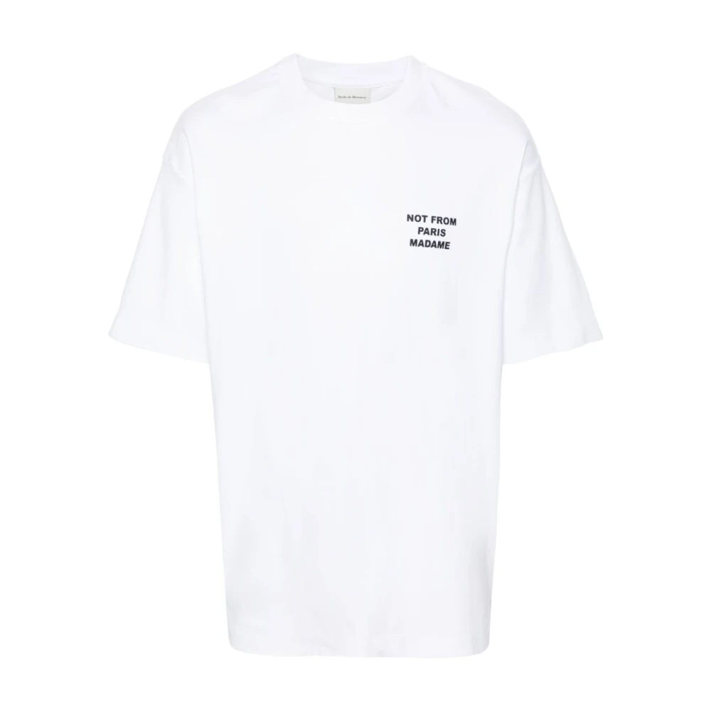 Drole de Monsieur Wit Slogan Print T-shirt met Ronde Hals White Heren