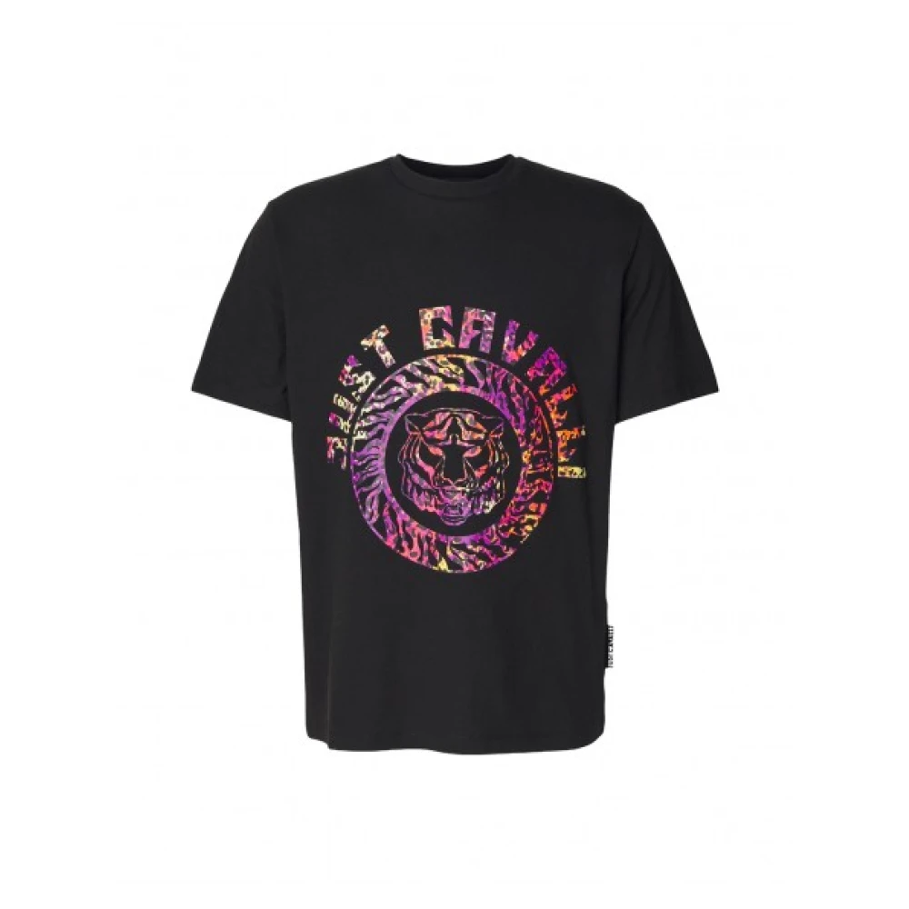 Just Cavalli Zwarte Katoenen Logo T-shirt voor Mannen Black Heren