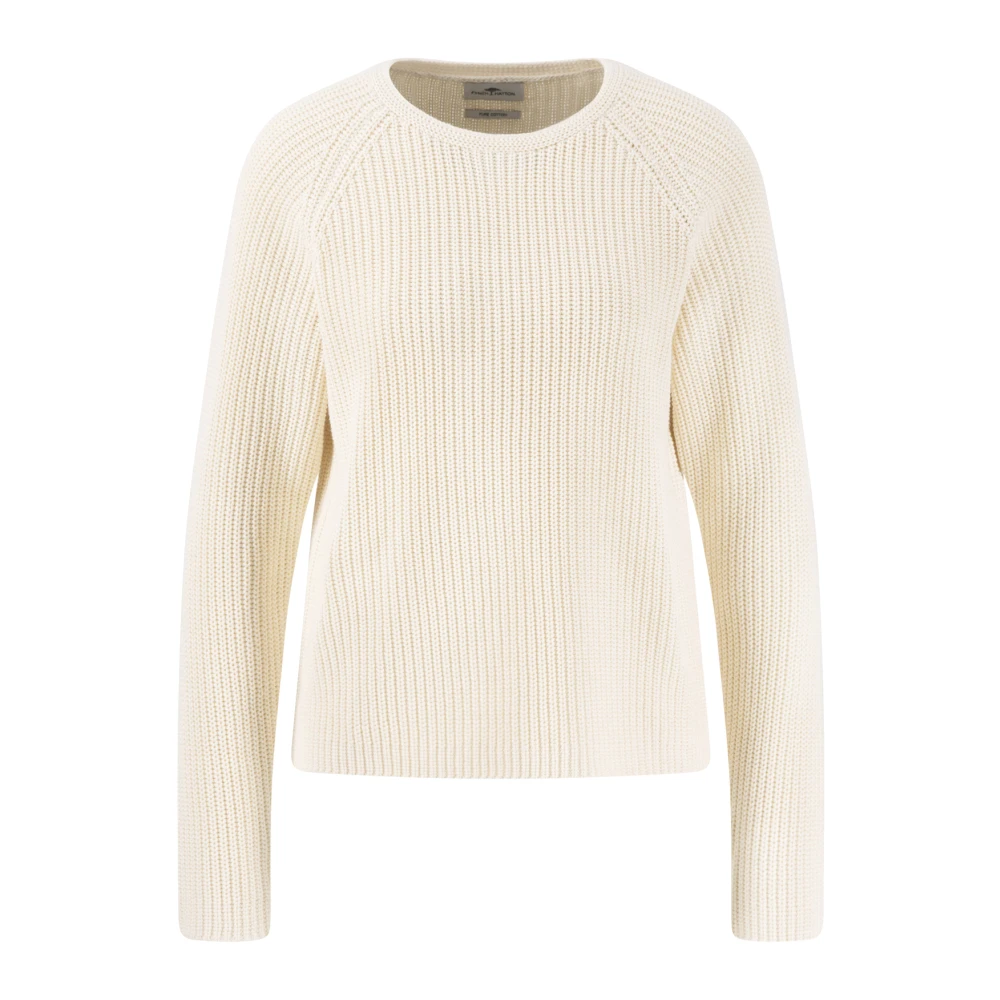 FYNCH-HATTON Katoenen O-Neck Trui Beige Dames