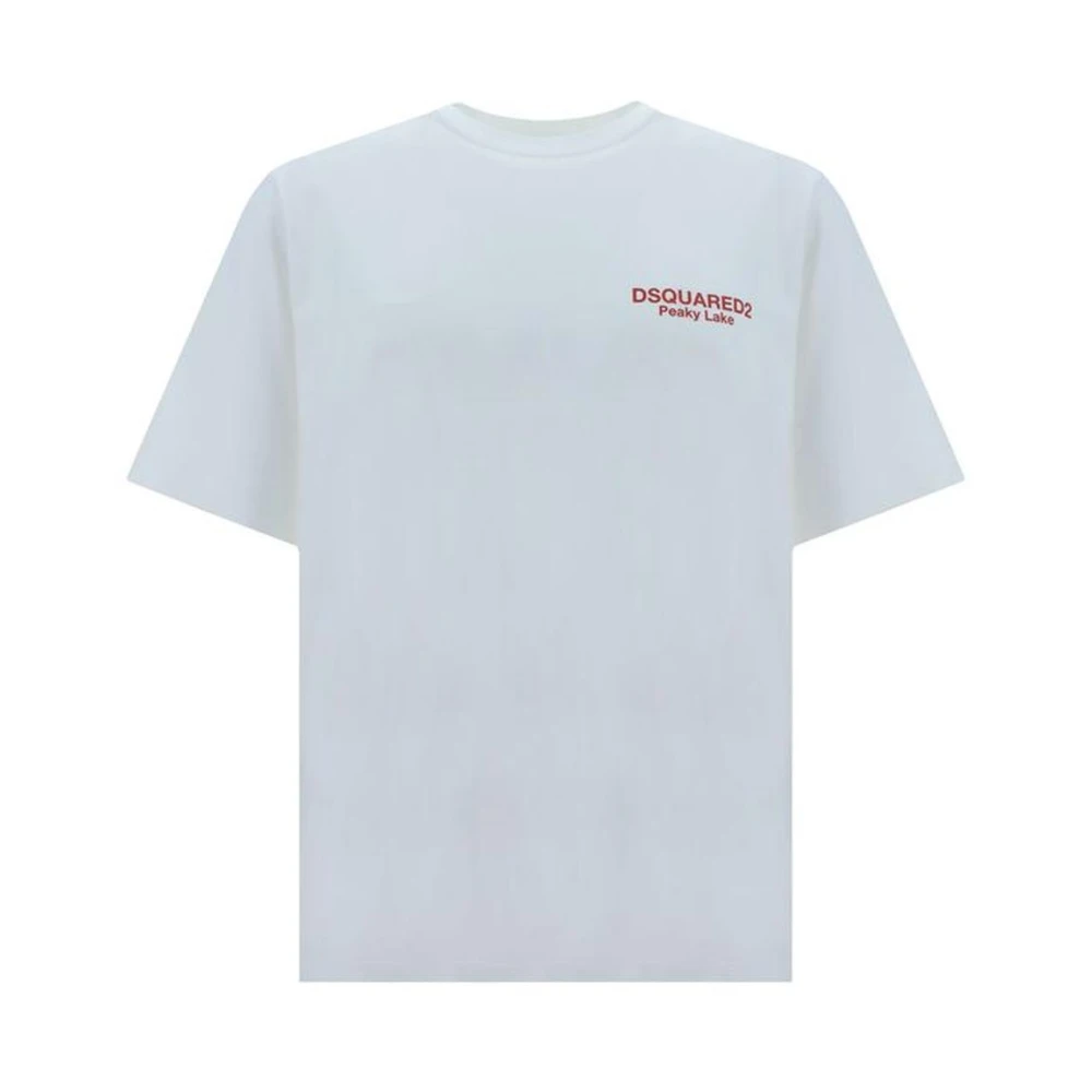 Dsquared2 Monogram Katoenen T-shirt met Geribbelde Ronde Hals White Heren